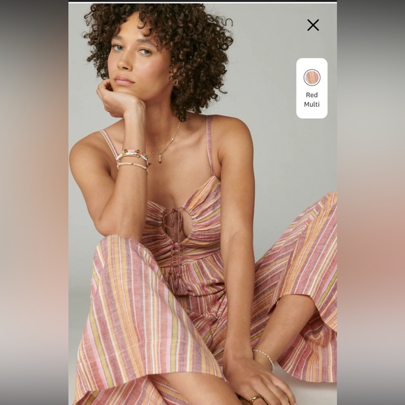 Lucky Brand Striped  Extra Wide Leg Jumpsuit with Tie Front - Picture 3 of 14